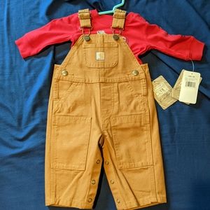 Carhartt bib overalls and long sleeve onesie 3mo